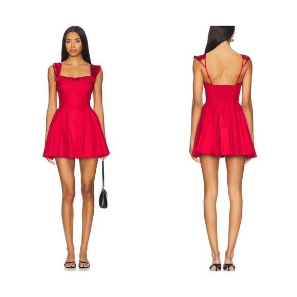 Free People Midnight Magic Mini Dress in red dahlia SMALL - Picture 4 of 4